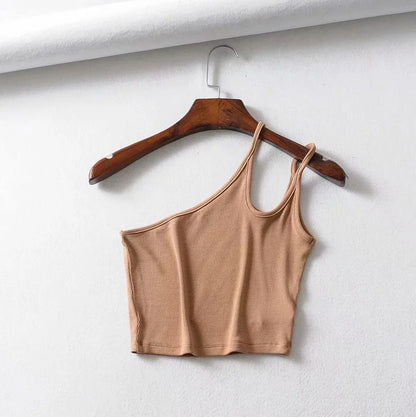 Irregular One Shoulder Sexy Slim Women Camisole Wholesale Crop Tops