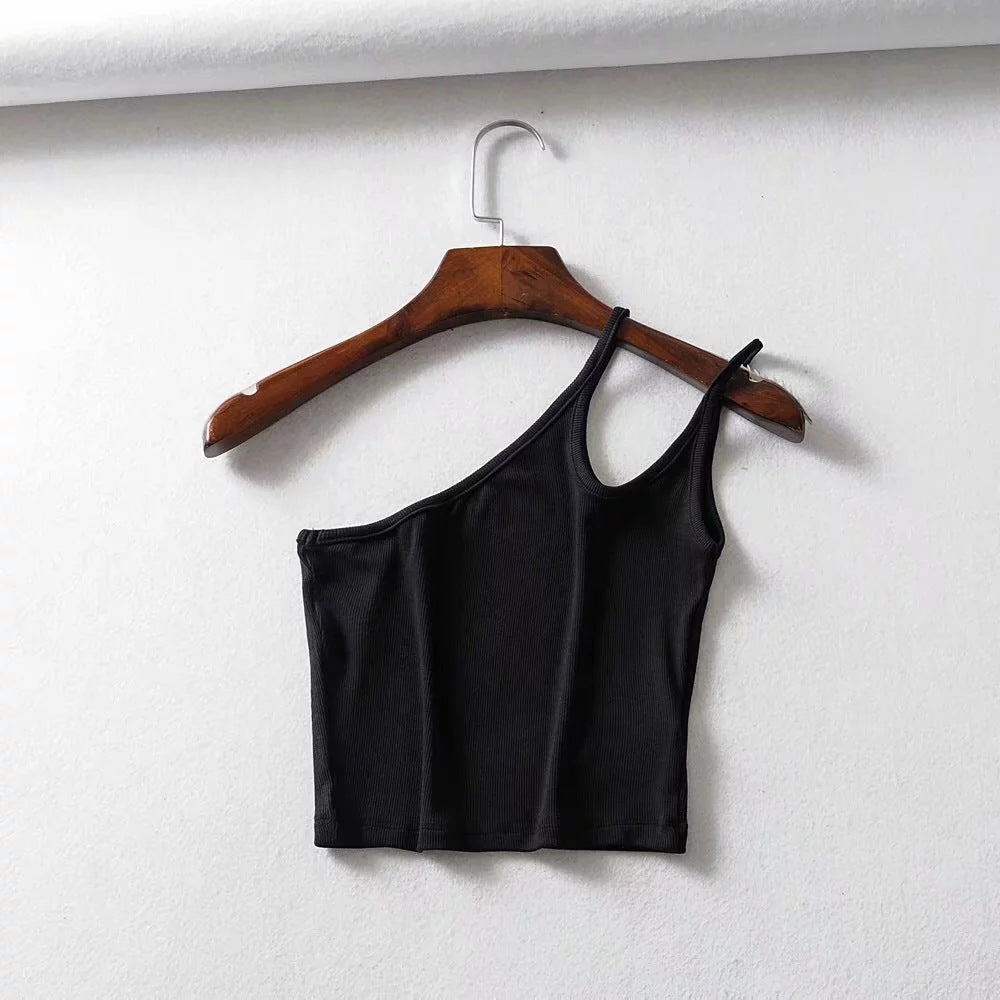 Irregular One Shoulder Sexy Slim Women Camisole Wholesale Crop Tops