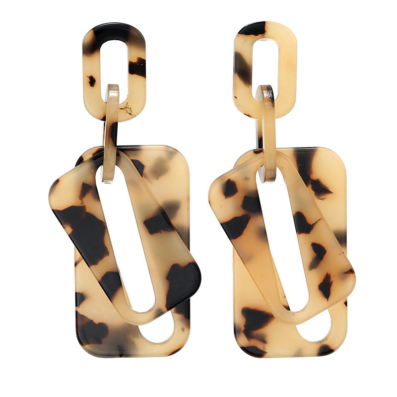 Women Leopard Print Geometric Statement Earrings Personality Women's Acrylic Earrings Fashion Hot Sale