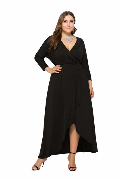 V Neck Solid Color Wholesale Plus Size Dresses Evening Dresses Xmas dresses