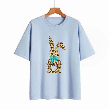 Happy Easter Leopard Print Wholesale T-shirts Tops ST203823