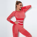 Knitted Sports Tights Seamless Long Sleeves Yoga Shirts Wholesale Activewear Tops