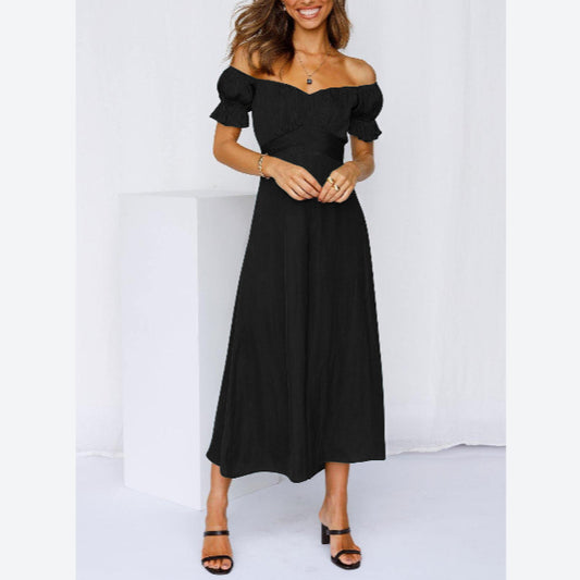 Solid Color Loose Off Shoulder Wide-Leg Tie-Up Womens Cropped Jump Suits Sexy Wholesale Jumpsuits