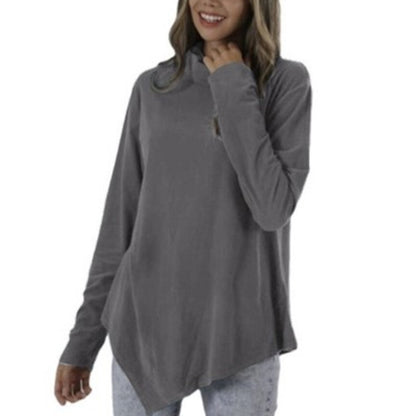 Solid Color Pile Collar Long Sleeve Tunic Top Wholesale Womens Tops