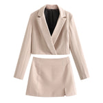 Short Suit Jackets & High Waist Bag Hip Skirts Solid ColorBusiness Casual Suits Wholesale 2 Piece Women'S