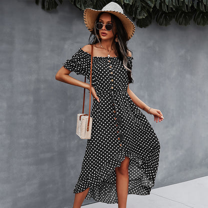 Off Shoulder Polka Dot Casual Wholesale Dresses Fashion Clothing