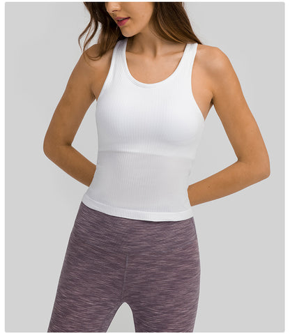 Sports Running Fitness Tank Top With Detachable Chest Pad Yoga Skinny Solid Color Wholesale Womens Activewear