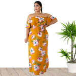 Floral Printed Off Shoulder Fashion Curve Maxi Dresses Vacation Dress Wholesale Plus Size Clothing