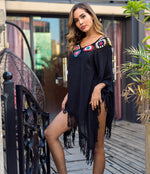 V-Neck Fashion Bikini Cover Up Tassel Stitching Irregular Sun Protective Blouse Wholesale Womens Tops
