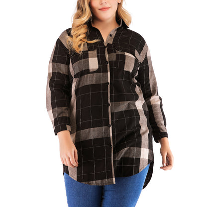 Checked Plus Size Blouse For Women