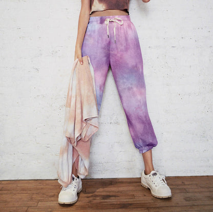 Tie Dye Print Sweatshirts Sports Pants Casual Loungewear Wholesale Pants Vendors