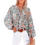 Floral Ruffled Long Sleeve Women Blouse Wholesale Tunic Tops