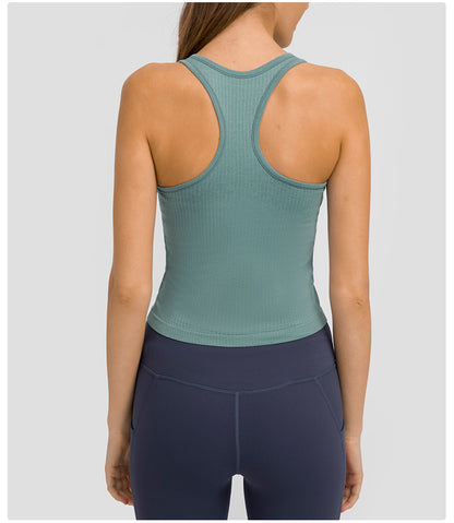 Sports Running Fitness Tank Top With Detachable Chest Pad Yoga Skinny Solid Color Wholesale Womens Activewear