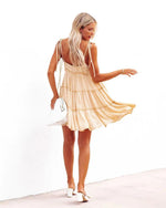 Sexy Plaid Print Lace-Up Backless Slip Dress Wholesale Dresses