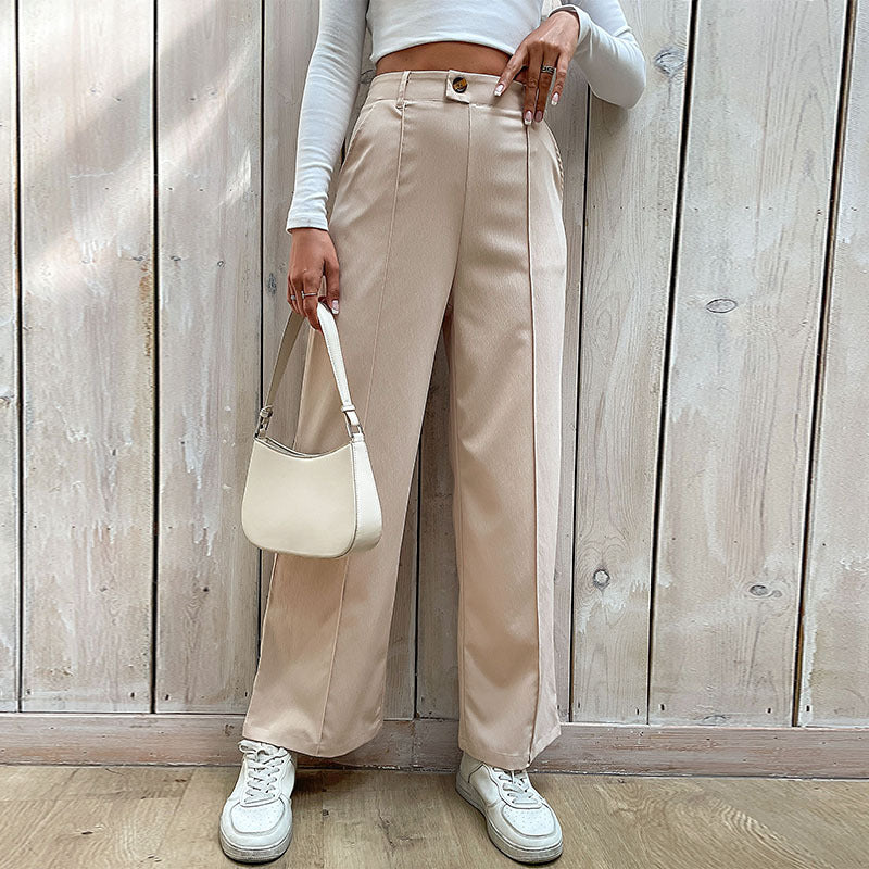 Solid Color Casual Wide Leg Trousers Wholesale Pants