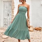 Casual Solid Color Corset Waist Tube Top Dress Wholesale Dresses