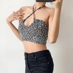 Sexy Leopard Print Halterneck Strapless Tube Tank Top Summer Hot Wholesale Crop Tops
