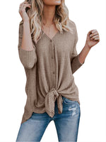 V-Neck Button Down Blouse Top Wholesale Clothing ST070011