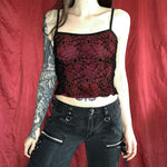 Dark Personality Street Slim Spider Web Hit Color Suspenders Crop Tops Wholesale Women Tops