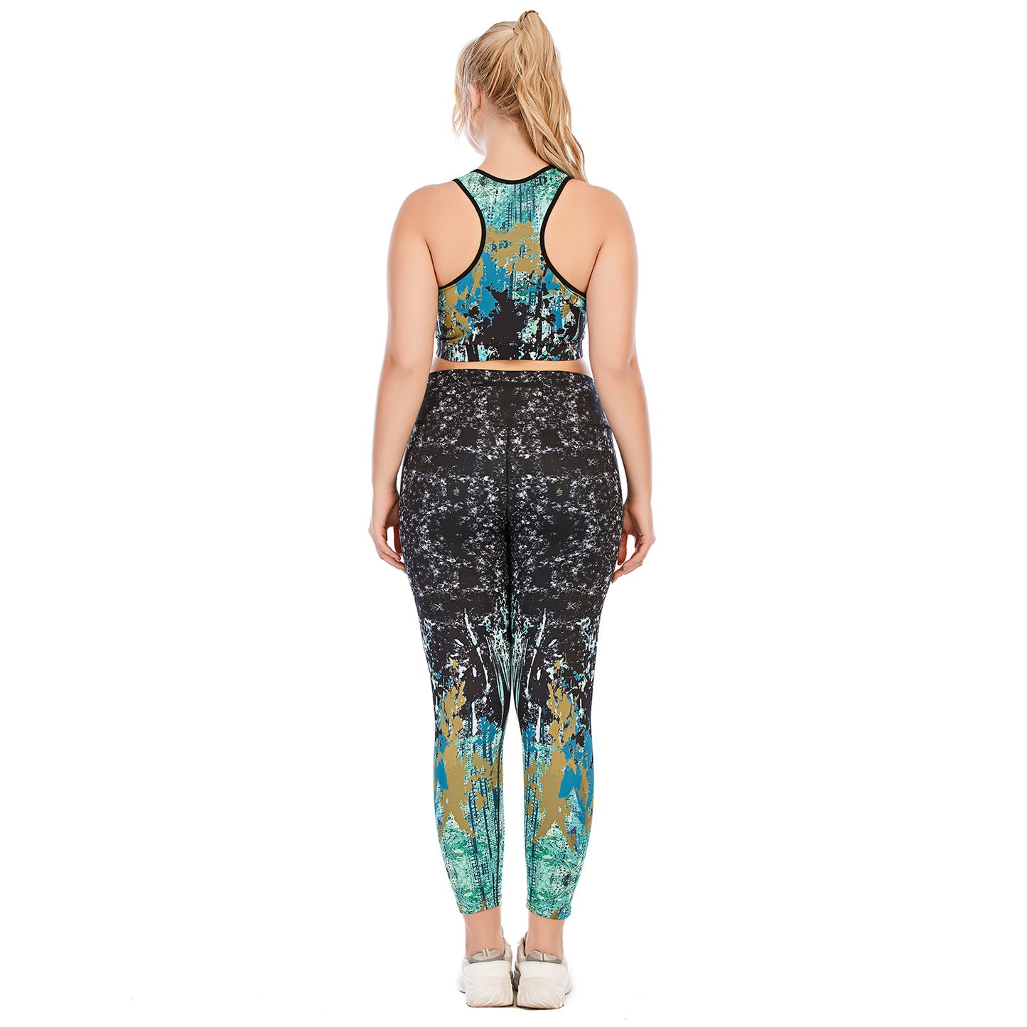 Sport Bra & High Waist Leggings Trendy Printed Curve Fitness Yoga Suits Plus Size Two Piece Sets Wholesale Workout Clothes