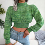 Cropped Navel Knit Fashion Long Sleeve Round Neck Sweater Wholesale Women Clothing