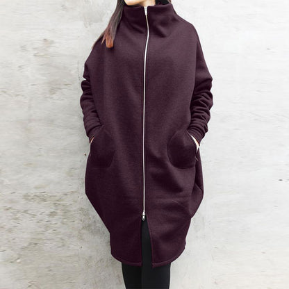 Solid Color Hooded Pocket Zipper Wholesale Womens Coats