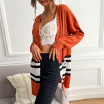 Fashion Women Long Sleeve Colorblock Long Sweater Lightweight Cardigan Wholesale Clothing Vendors