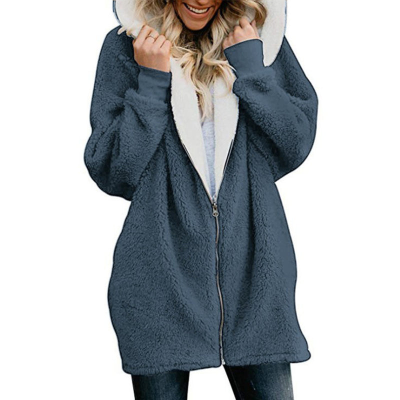 Women Solid Color Cardigan With Plush Coat Wholesale