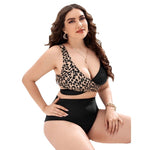 Leopard Print Split Bikini Two Piece Sets Curve Swimsuit Plus Size Swimwear Wholesale Vendors
