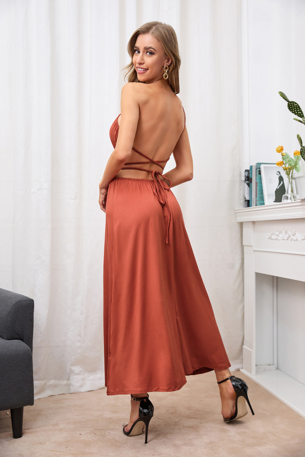 Sexy Solid Color Cutout One Shoulder Backless Wholesale Maxi Dresses Strapless Dress Party