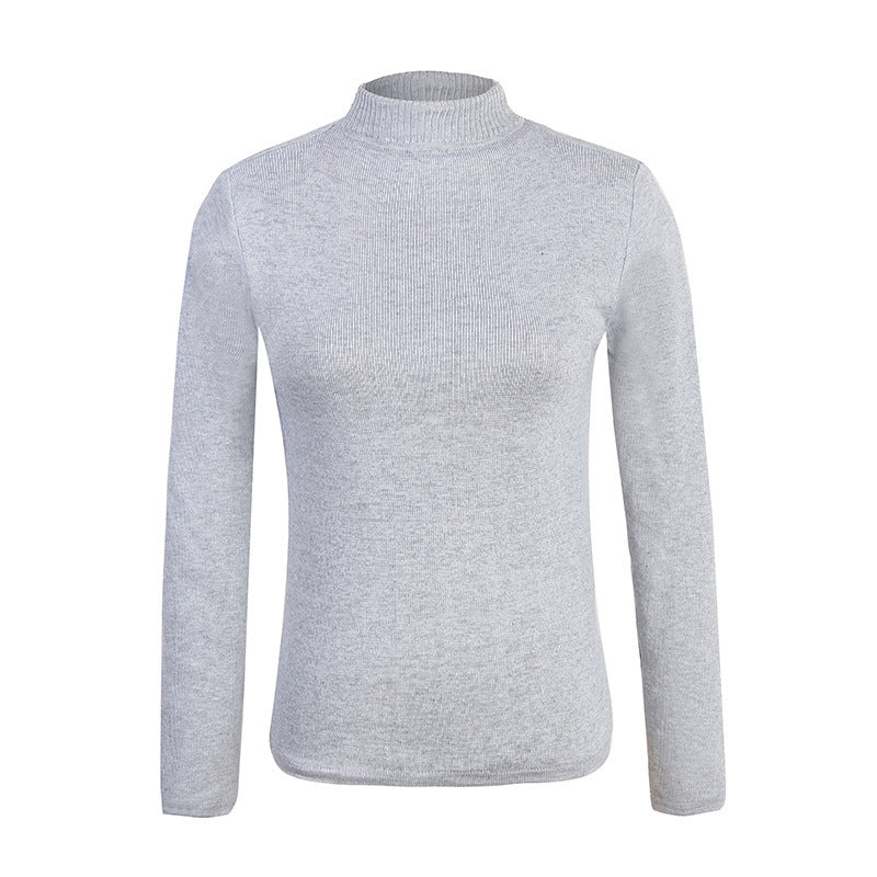 Plush Turtle Neck Plain Women Sweater