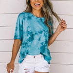 Summer Tie-Dye Printed Round Neck Short-Sleeve T-Shirt Wholesale Womens Tops