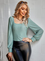 Fashion Solid Color U-Neck Knitted Blouse Wholesale Womens Tops