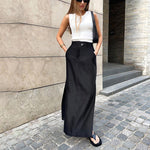 Casual Midi Slit Simple Design A Shape Skirt Wholesale Women Clothing