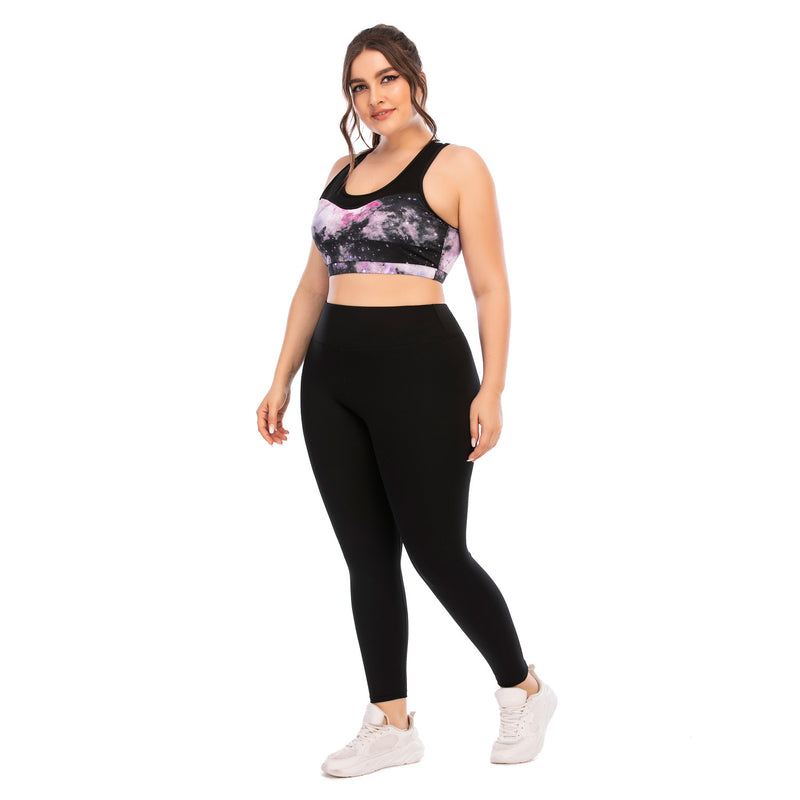Sport Bra & Leggings Nebula Print Curvy Fitness Yoga Suits Workout Clothes Plus Size Two Piece Sets Wholesale