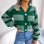Fashion Clashing Stripes Casual Long Sleeve Single-Breasted Cardigan Wholesale Sweater Coat
