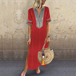 Ethnic Style Printed Wholesale Maxi Dresses Short Sleeve Casual Dress Summer