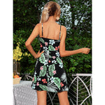 Women Fashion Floral Print Spaghetti Strap Wholesale Cami Dresses Summer