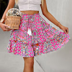 Fashion Print Drawstring A-Line Casual Boho Wholesale Skirts