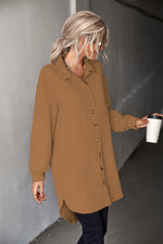 Irregular Button Shirt Jacket Midi Coats Wholesale Womens Tops