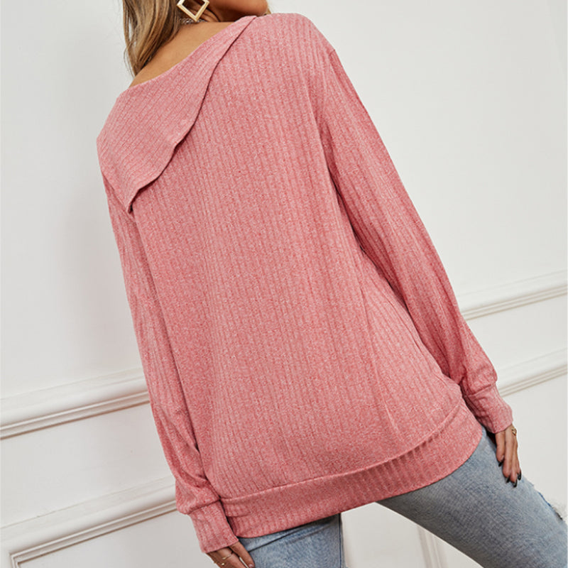Pink Ribbed Sweatshirt Wholesale Women Top