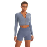Seamless Sports Yoga Wholesale Activewear Fitness Long-Sleeved Shorts Women Suits