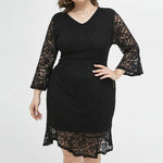 Wholesale Elegant Lace Black Plus Size Dress