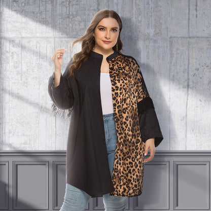 Leopard Print Plus Size Wholesale Women Coat