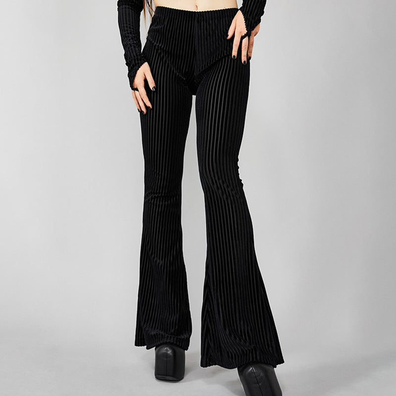 High Waist Solid Color Casual Slim All-Match Flared Pants Wholesale Women Bottoms
