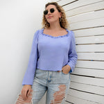 Lace Collar Pullover Solid Color Bottoming Shirt For Women Wholesale