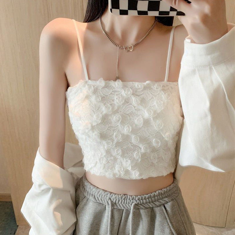 Sling Strap Chest Pad Versatile Fashion Solid Color Tube Top Crop Tops Wholesale Women Top