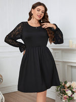 Lace Long Sleeve Fashion Swing Curvy Dresses Wholesale Plus Size Clothing