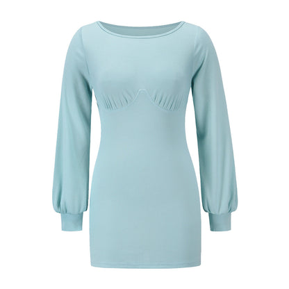 Long Sleeve Crew Neck Bodycon Knitted Dress Wholesale