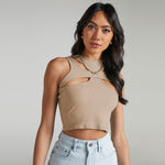 Trendy Ultra-Short Cutout Sexy Wholesale Crop Tops Women'S Small Pit Strip Ribbed Vest Slim Top